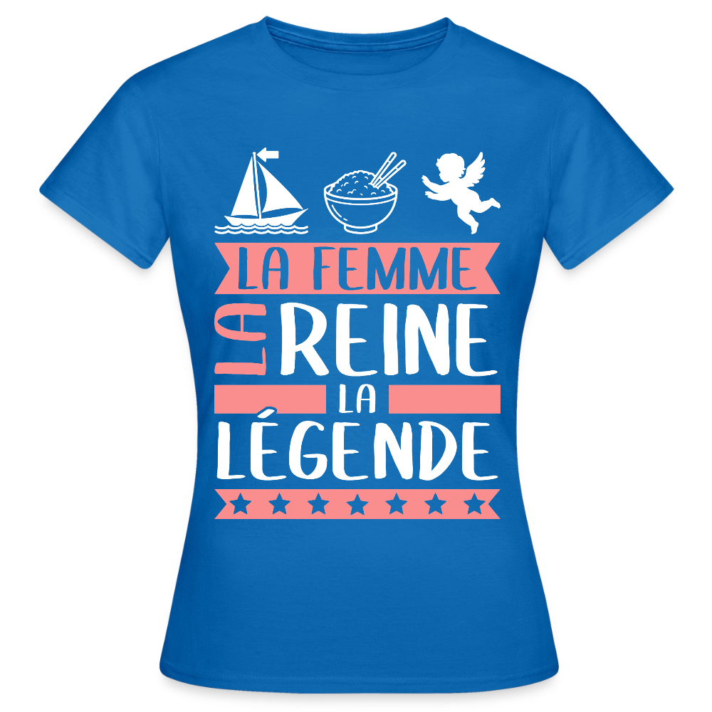 T-shirt femme Marie-Ange rébus – La femme, la reine, la légende - bleu royal