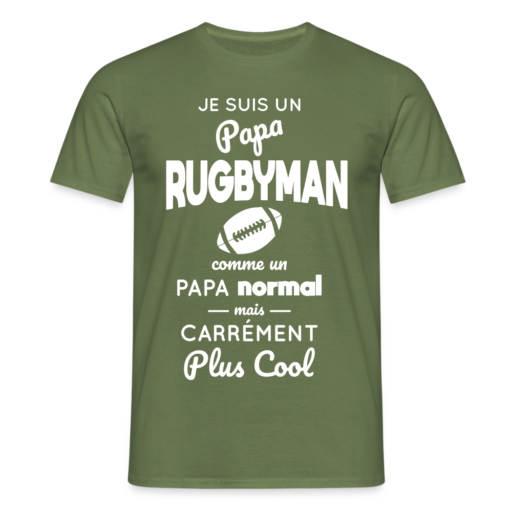 T-shirt Homme - Papa rugbyman plus cool - vert militaire