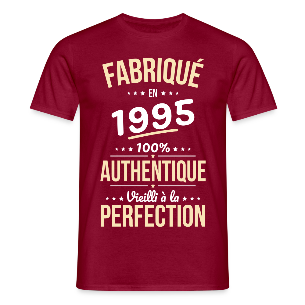T-shirt Homme - Anniversaire 30 Ans - Fabriqué en 1995 - rouge brique