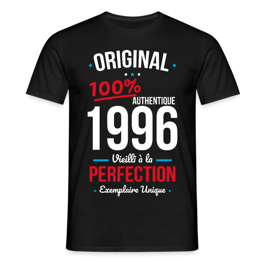 T-shirt anniversaire 30 ans Homme – Original 1996 Authentique - noir