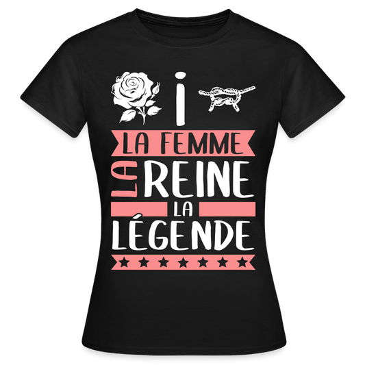 T-shirt femme Rosine rébus – La femme, la reine, la légende - noir