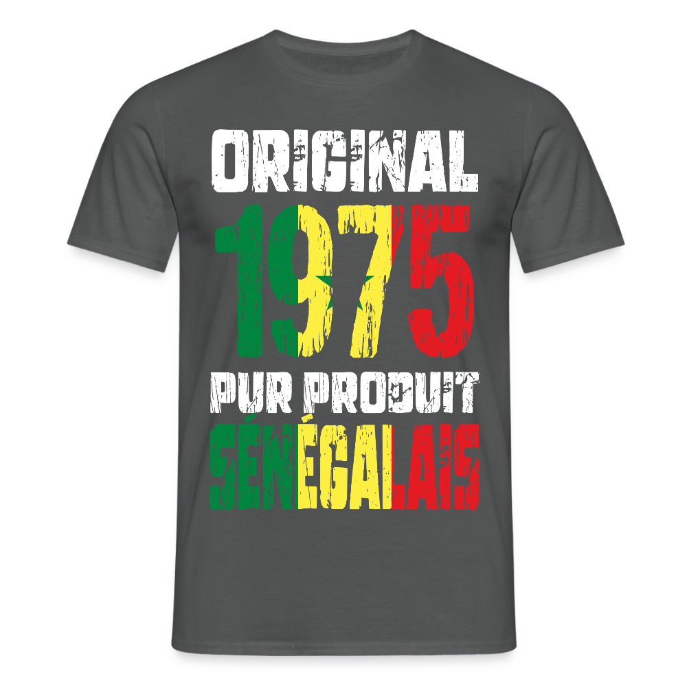 T-shirt Homme - Anniversaire 50 Ans - Original 1975 - Pur produit Sénégalais - charbon