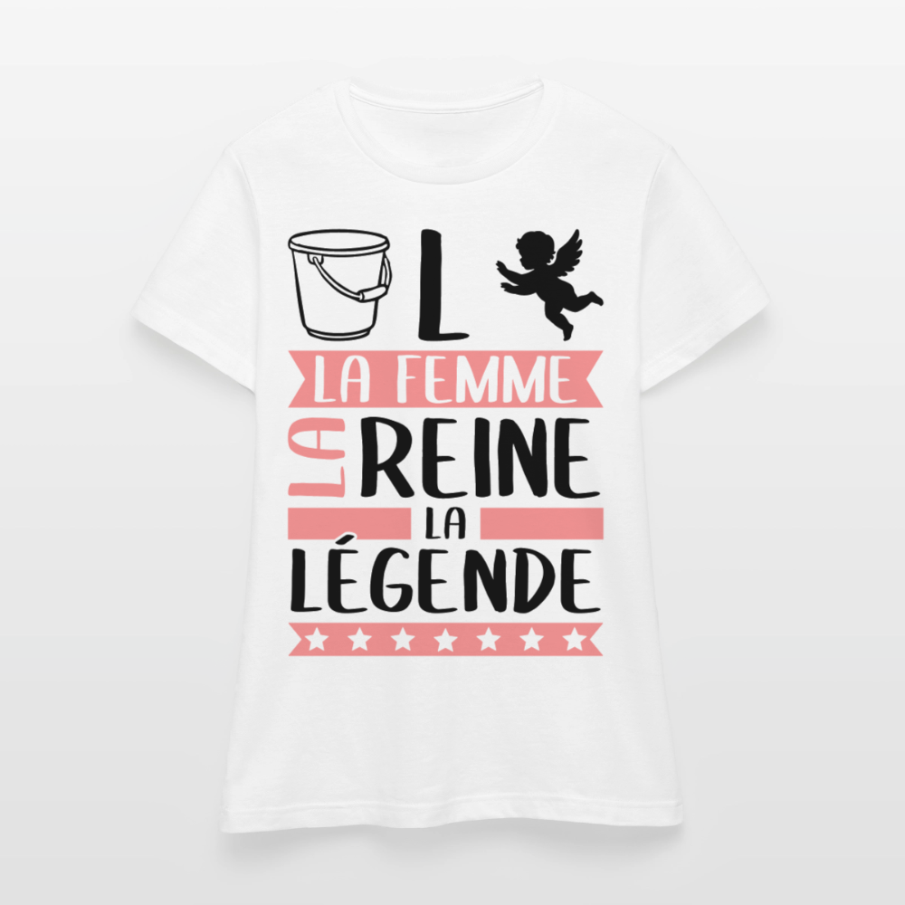 T-shirt femme coloris clair Solange en rébus – La femme, la reine, la légende - blanc