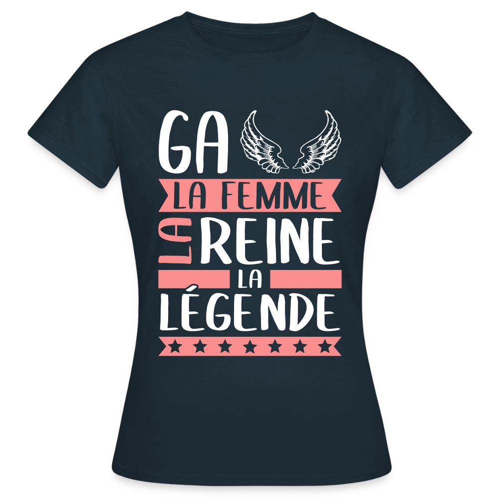 T-shirt femme Gaëlle rébus – La femme, la reine, la légende - marine