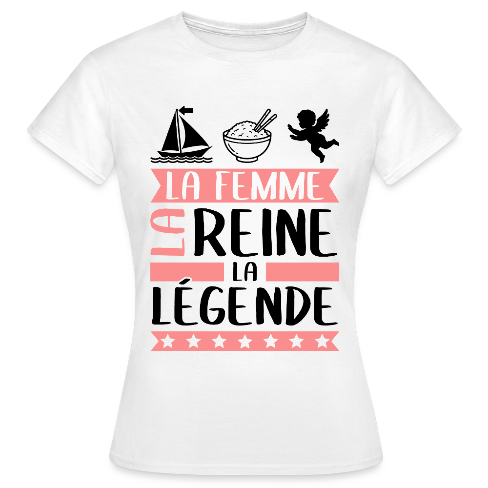 T-shirt femme coloris clair Marie-Ange rébus – La Femme, la reine, la légende - blanc