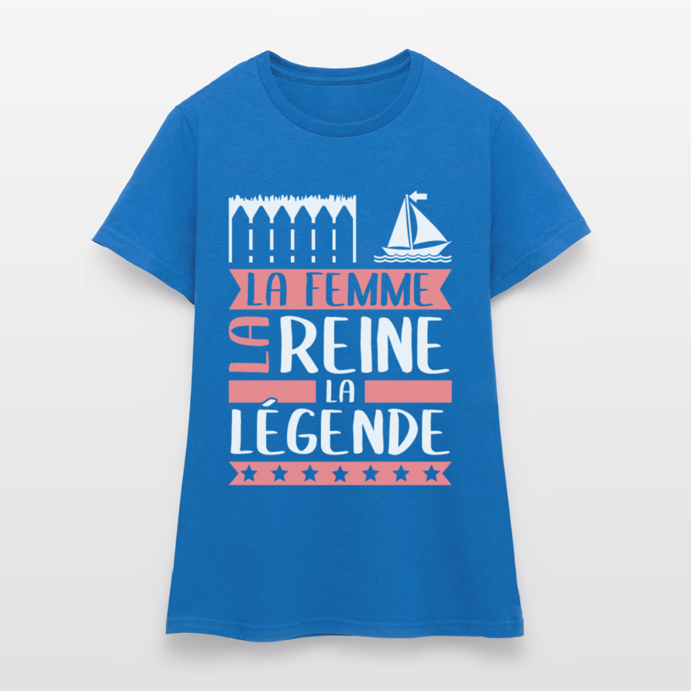 T-shirt femme Emma rébus – La femme, la reine, la légende - bleu royal