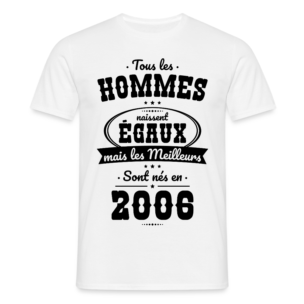 T-shirt anniversaire homme 20 ans coloris clair – Les meilleurs sont nés en 2006 - blanc