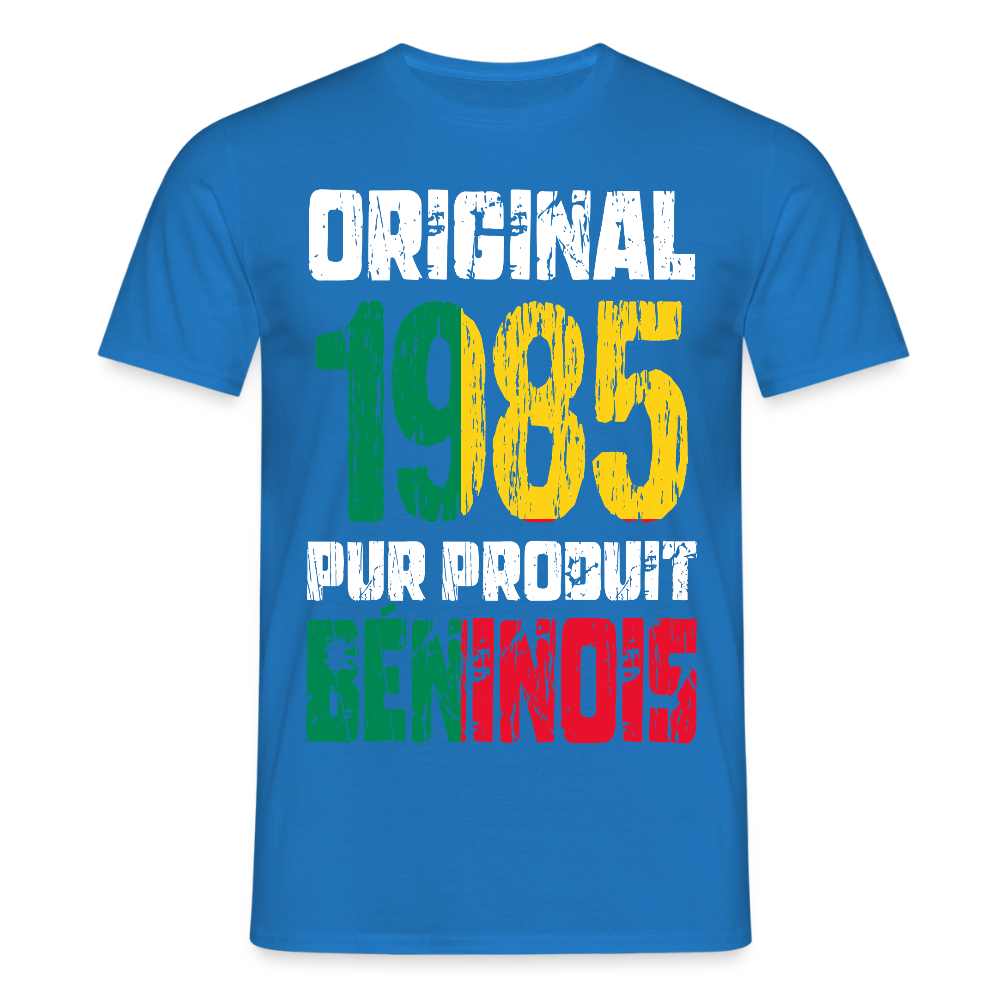 T-shirt Homme - Anniversaire 40 Ans - Original 1985 - Pur produit Béninois - bleu royal