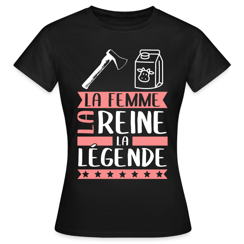 T-shirt femme Ashley rébus – La femme, la reine, la légende - noir