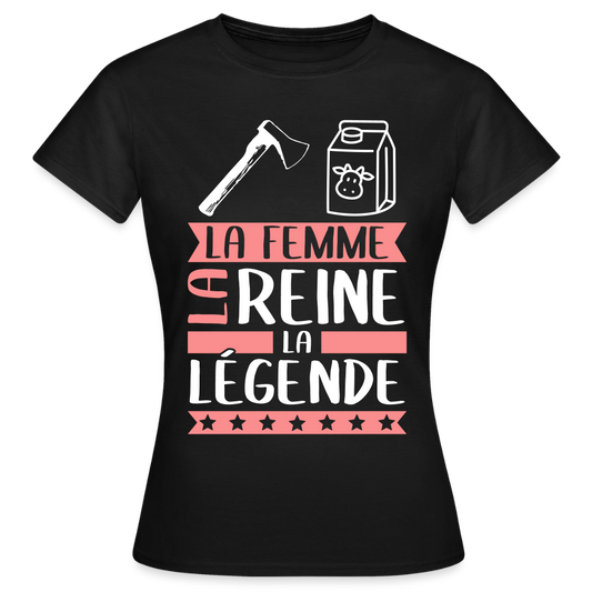 T-shirt femme Ashley rébus – La femme, la reine, la légende - noir