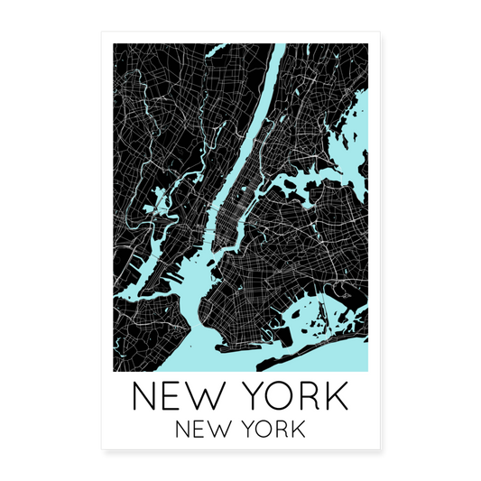 Poster New York - Plan New York - 60 x 90 cm - blanc
