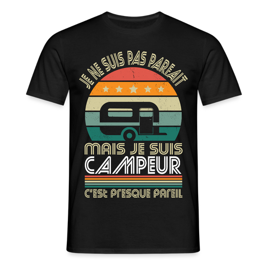 T-shirt Homme - Je ne suis pas parfait mais je suis Campeur - noir