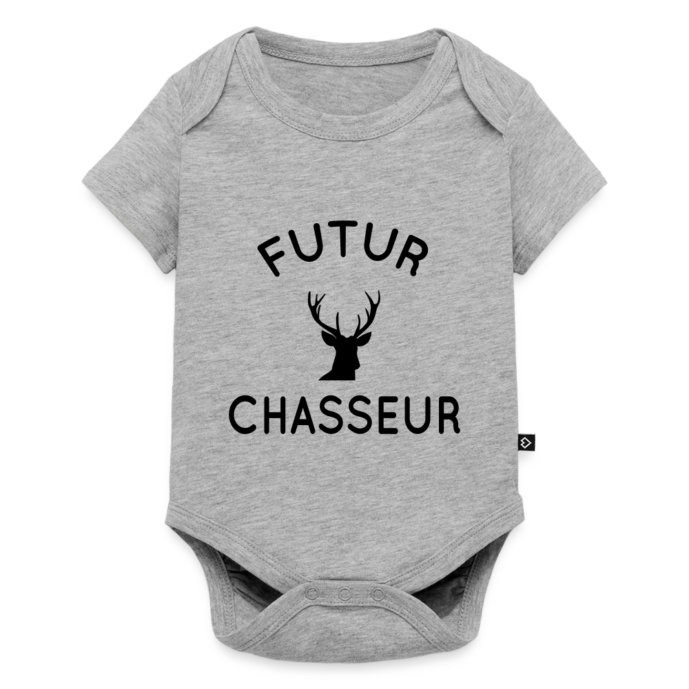 Body Bébé bio manches courtes - Futur chasseur - gris chiné