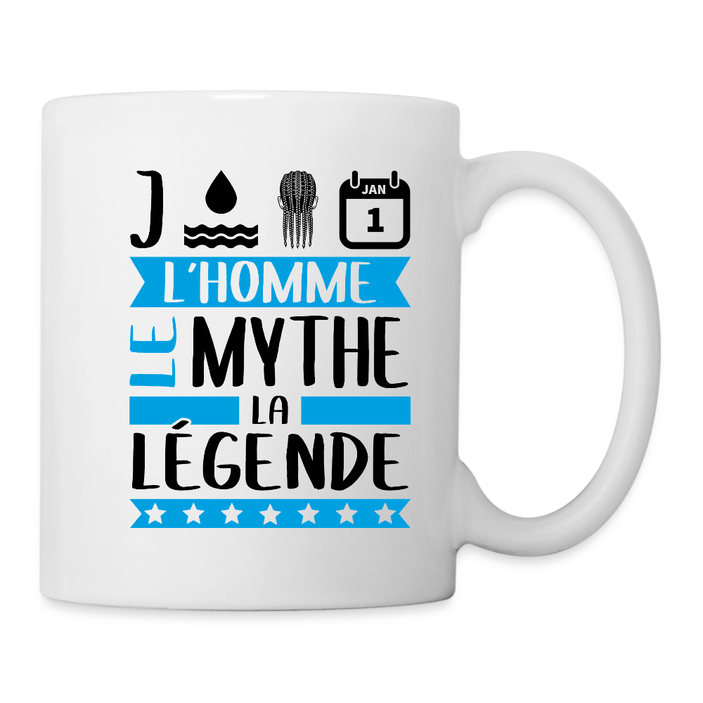 Mug blanc Jonathan rébus – L’homme, le mythe, la légende - blanc
