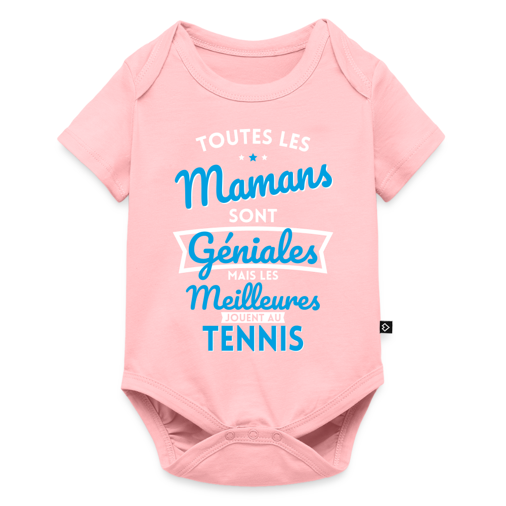 Body Bébé bio manches courtes - Mamans géniales - Les meilleures jouent au tennis - rose