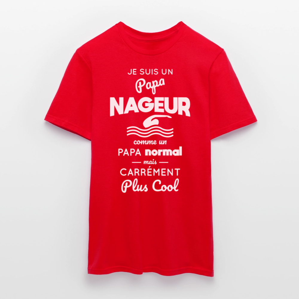 T-shirt Homme - Papa nageur plus cool - rouge