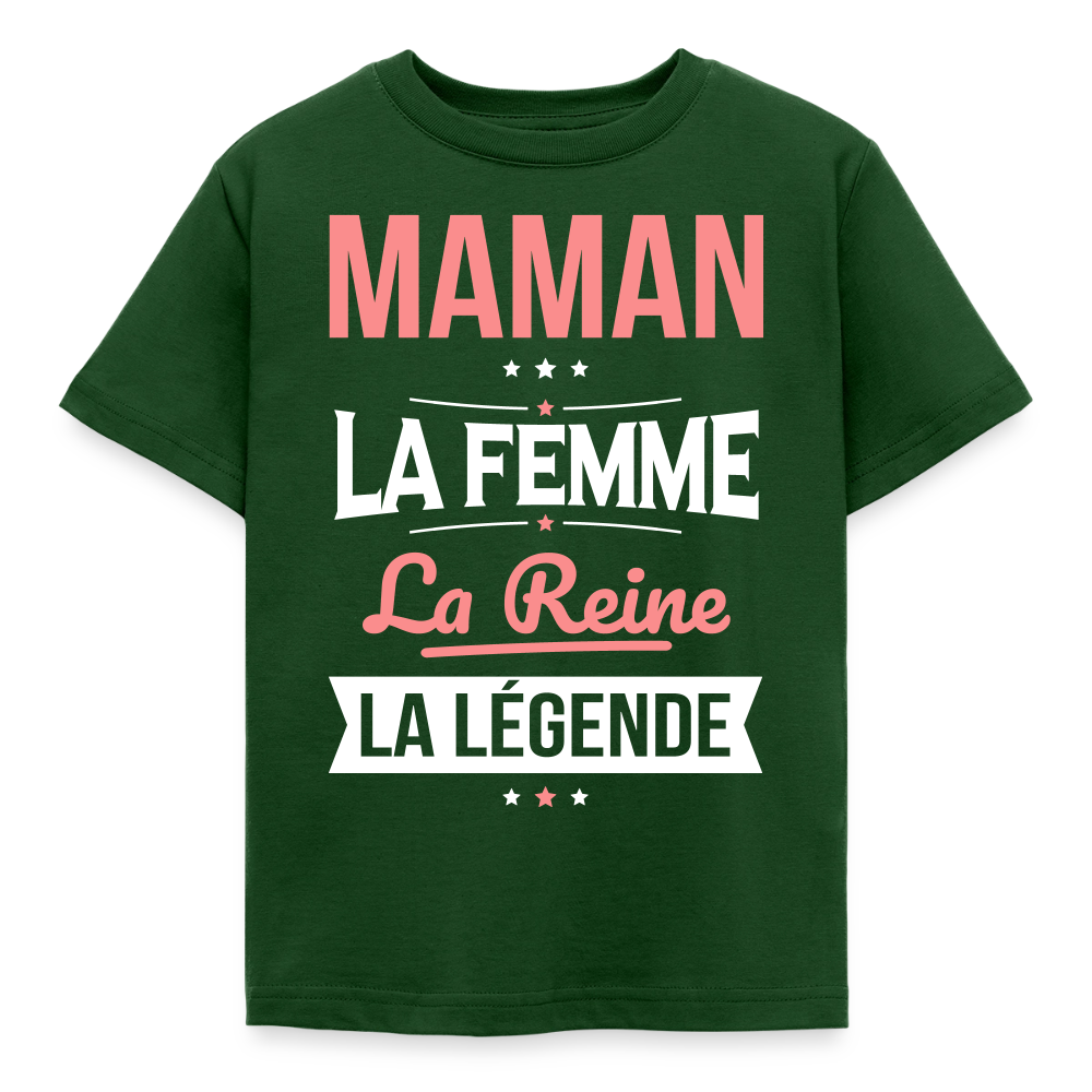 T-shirt enfant motif rose - Maman, femme, reine, légende - vert forêt