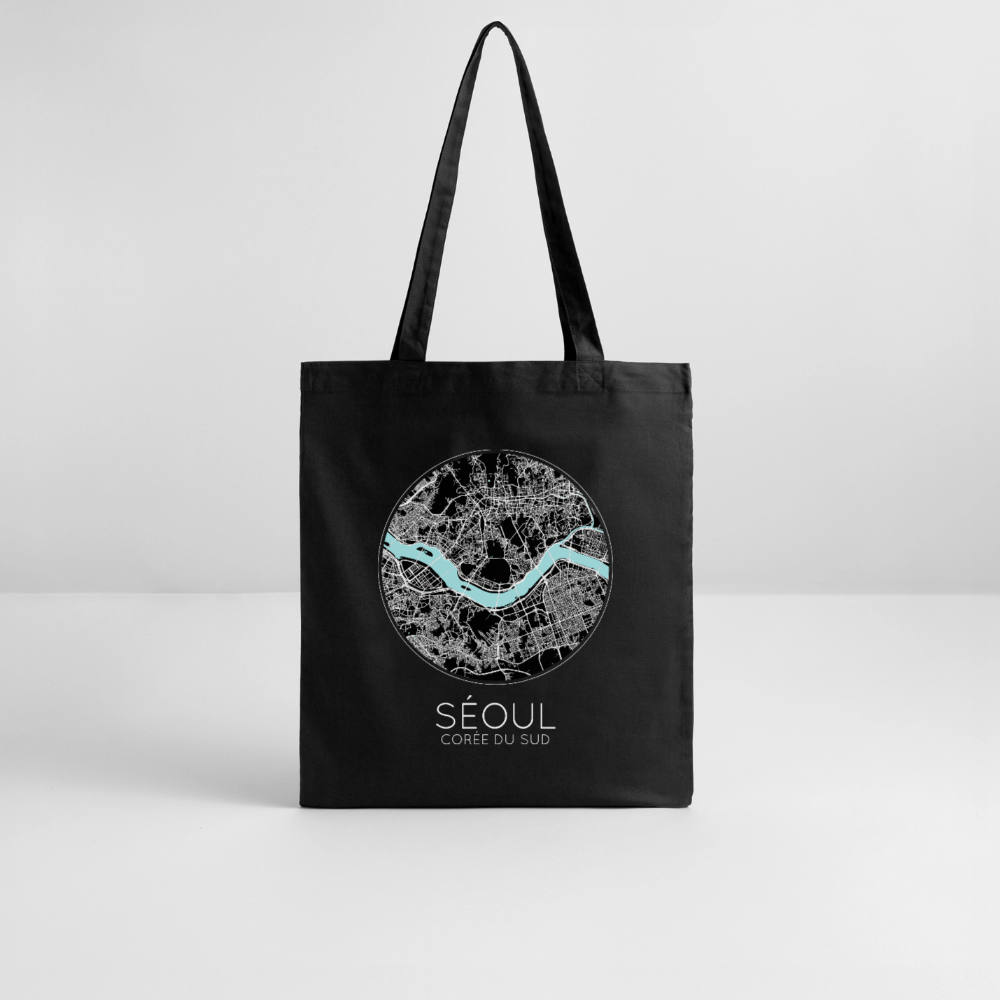 Tote Bag Séoul Bio – Plan de Séoul - noir