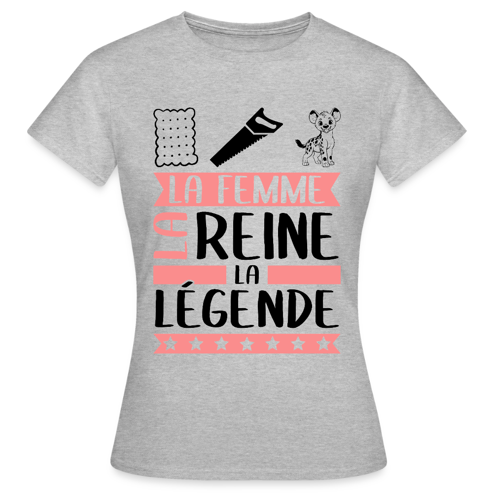 T-shirt femme coloris lair Lucienne rébus – La Femme, la reine, la légende - gris chiné