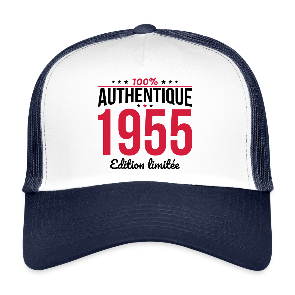Casquette Trucker - Anniversaire 70 Ans - 100% Authentique 1955 - blanc/marine