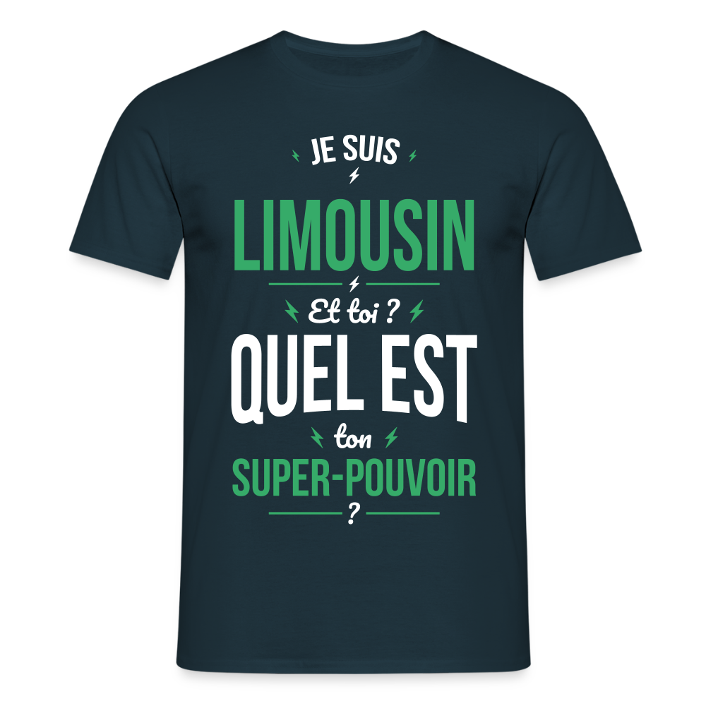 T-shirt Homme - Je suis Limousin - Super-pouvoir - marine