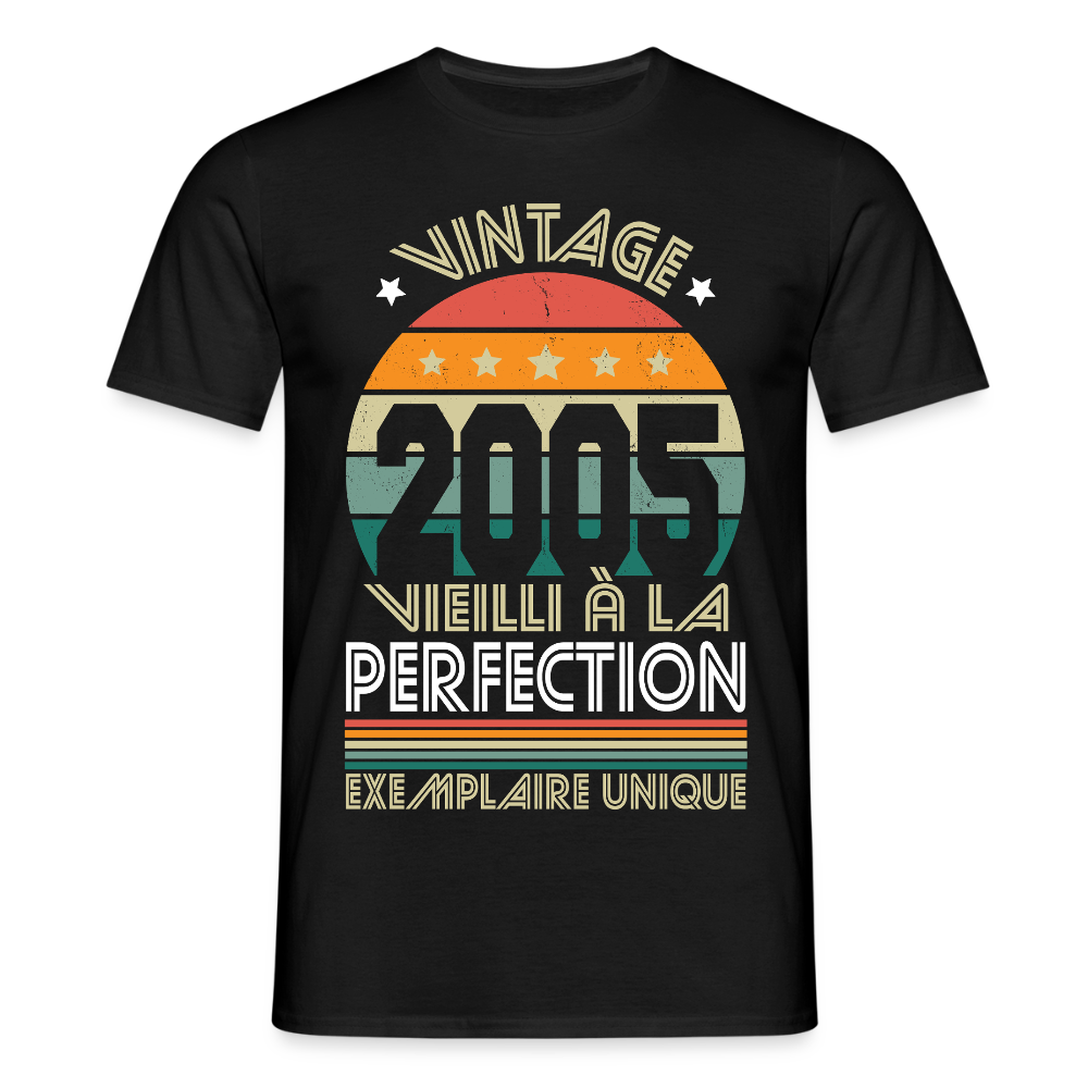 T-shirt Homme - Anniversaire 20 Ans - Vintage 2005 - noir