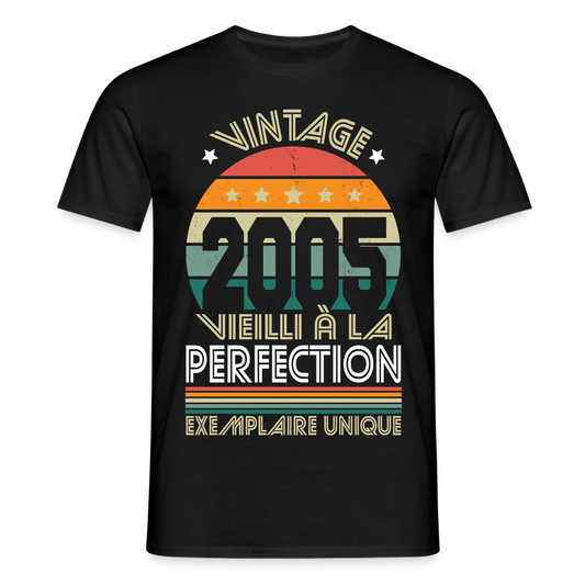 T-shirt Homme - Anniversaire 20 Ans - Vintage 2005 - noir