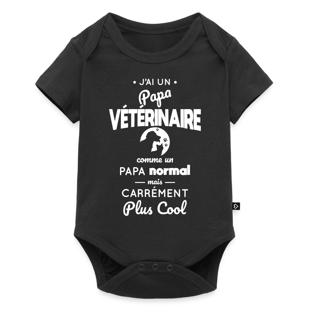Body Bébé bio manches courtes - J'ai un papa vétérinaire - noir