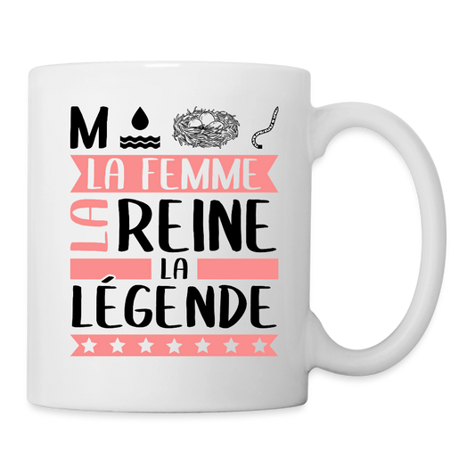 Mug Mug blanc Monique rébus – La femme, la reine, la légende Monique rébus – La femme, la reine, la légende - blanc