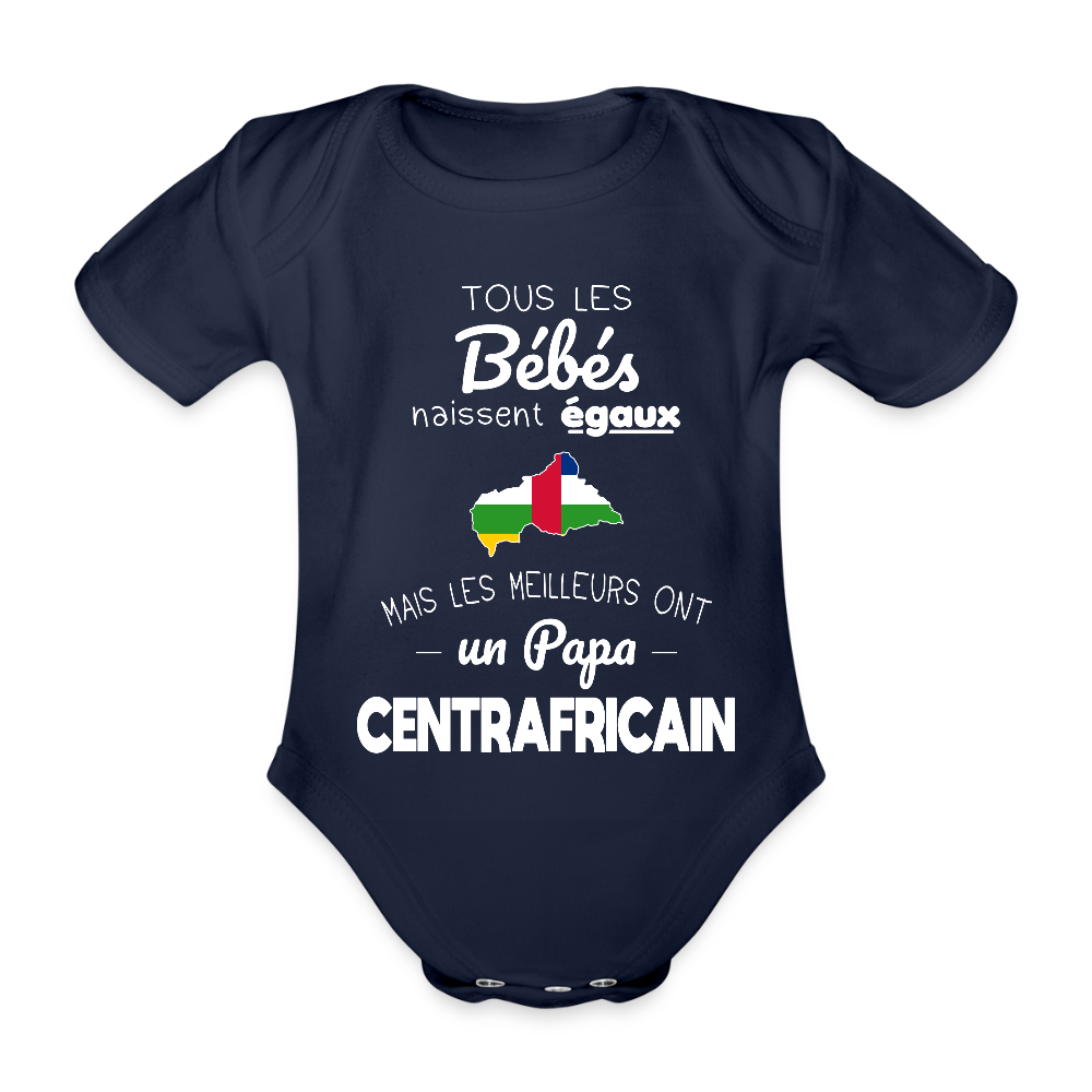 Body Bébé bio manches courtes - Les Meilleurs Ont Un Papa Centrafricain - marine foncé