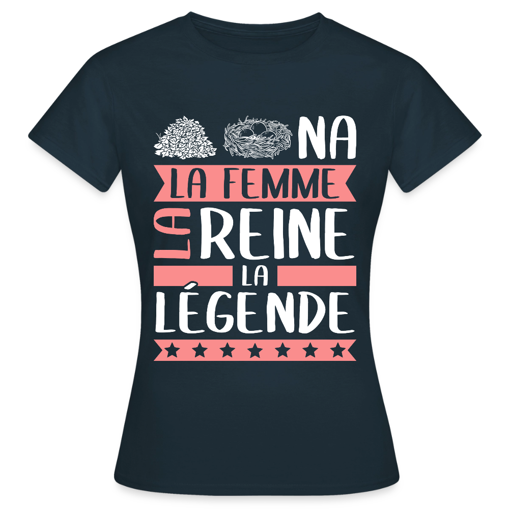 T-shirt femme Tanina rébus – La femme, la reine, la légende - marine