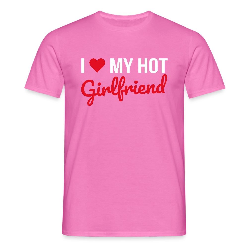 T-shirt Homme “I Love My Hot Girlfriend” – Idée cadeau Saint-Valentin - rose