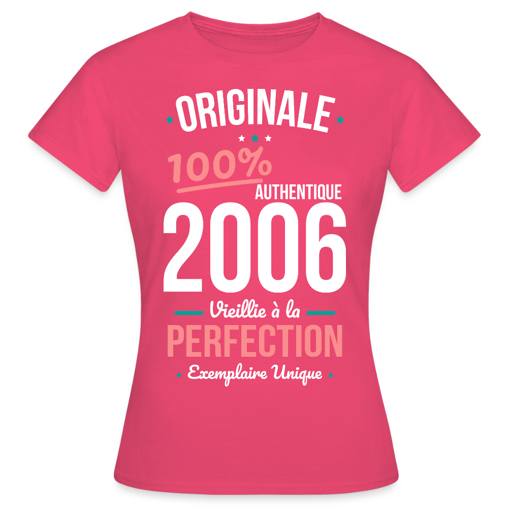 T-shirt anniversaire 20 ans Femme 2006 – Originale 2006 Authentique - rose azalée