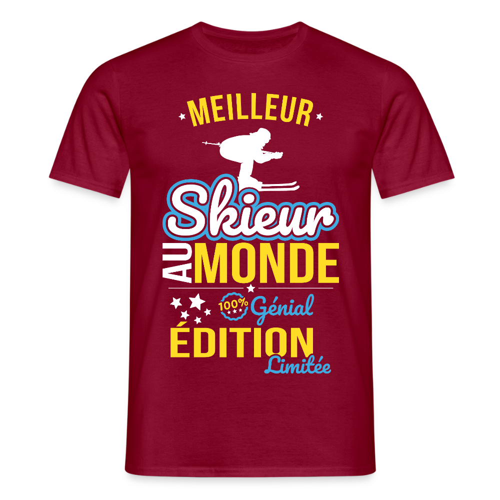 T-shirt Homme - Meilleur Skieur au monde - 100% génial - rouge brique