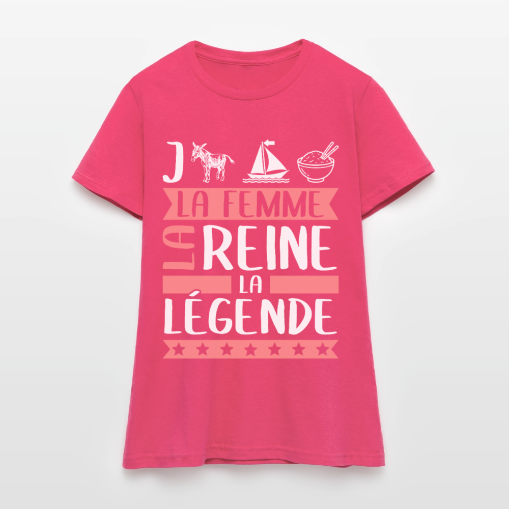 T-shirt femme Jeanne-Marie rébus – La femme, la reine, la légende - rose azalée