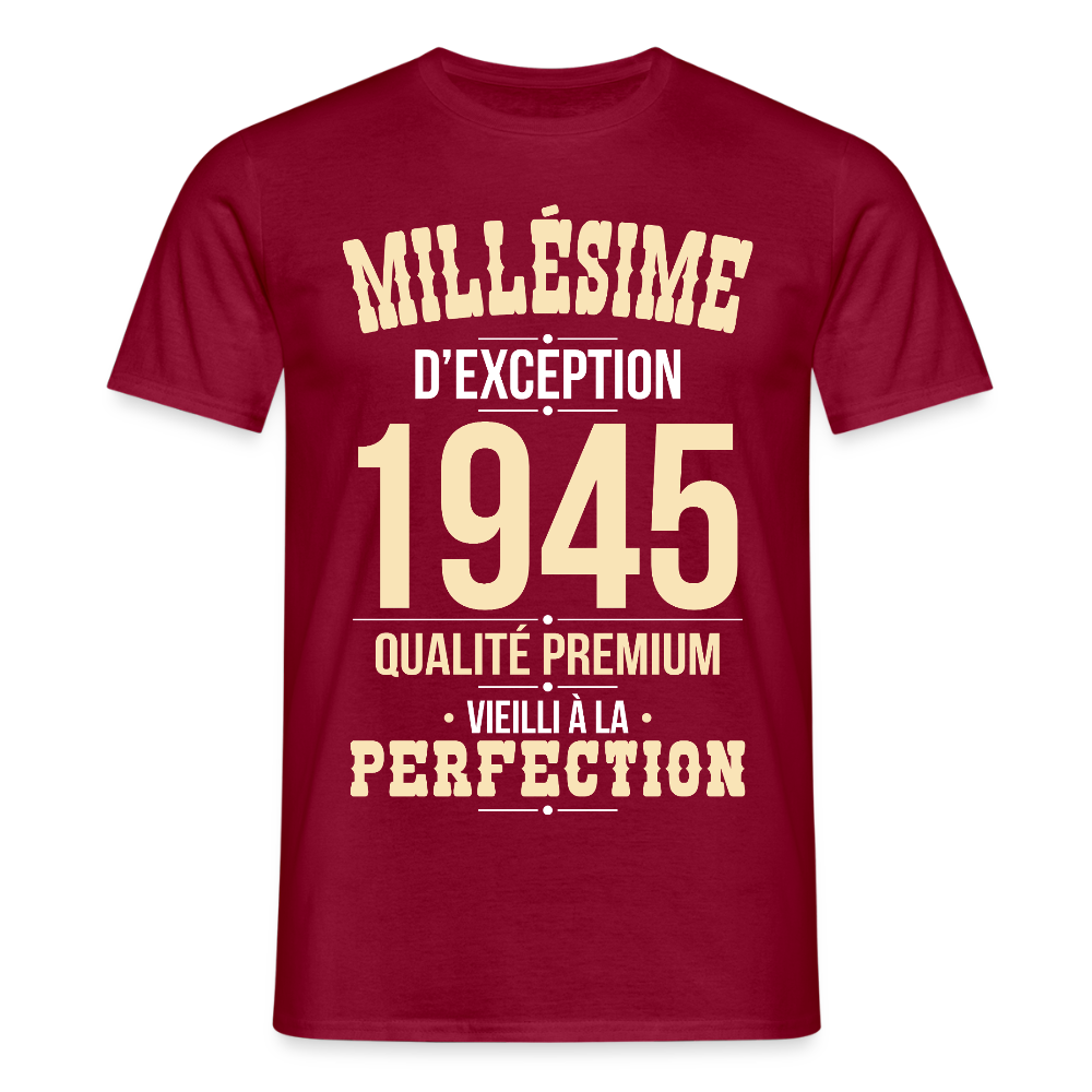 T-shirt Homme - Anniversaire 80 Ans - Millésime 1945 - rouge brique