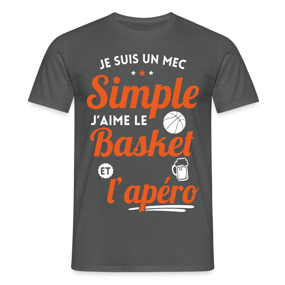 T-shirt Homme - J'aime le basket et l'apéro - charbon