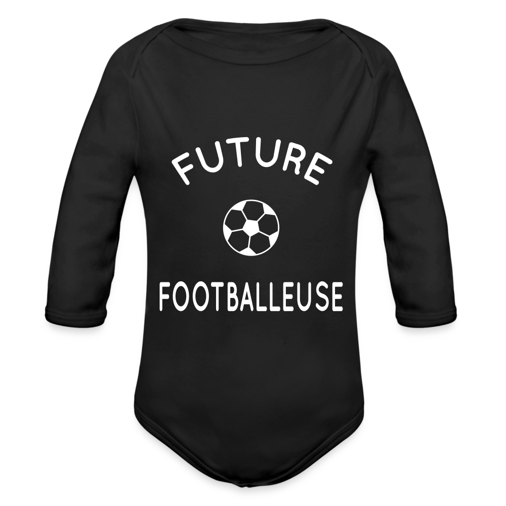 Body Bébé bio manches longues - Future footballeuse - noir
