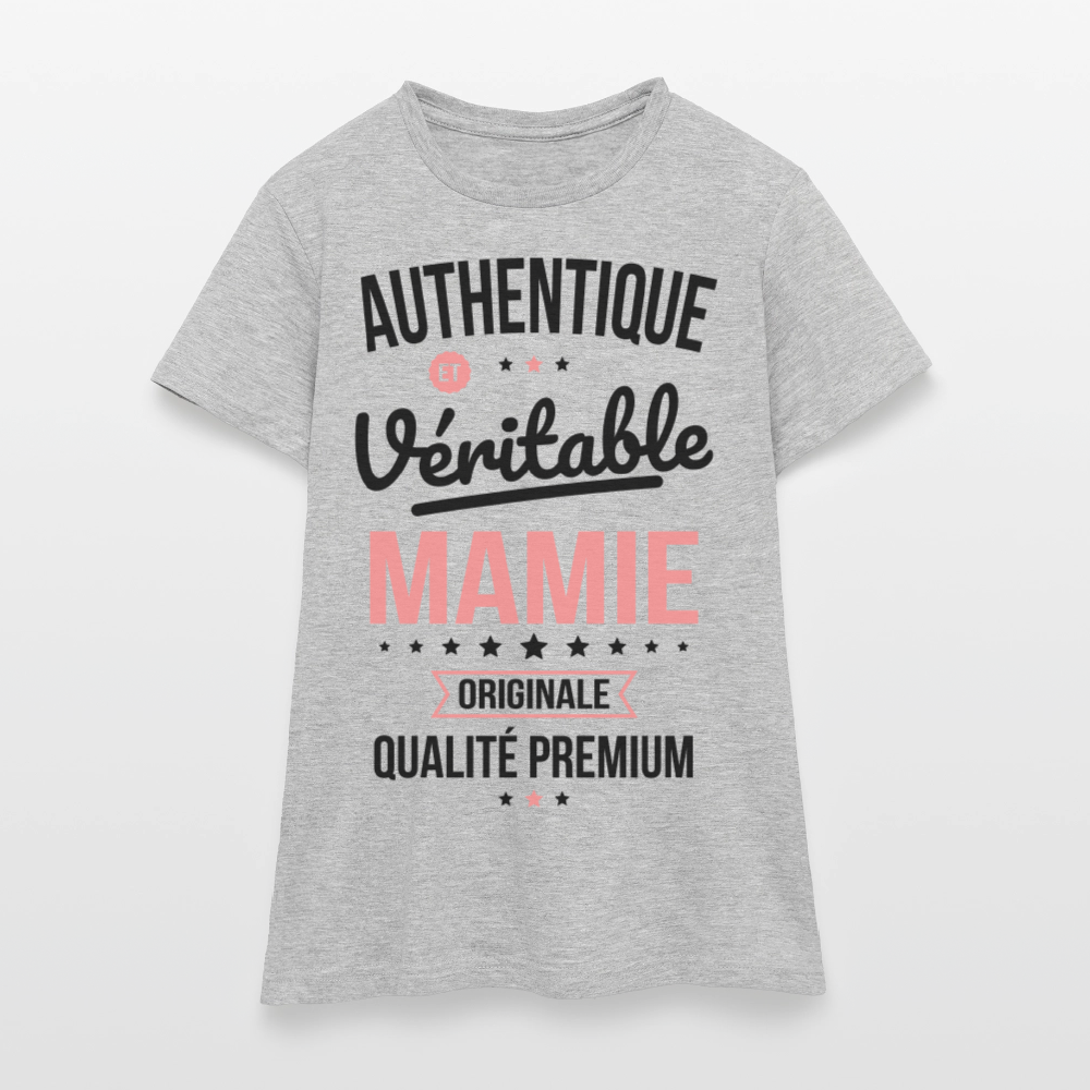 T-shirt Femme - Authentique et véritable Mamie - gris chiné