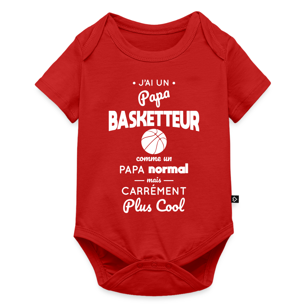 Body Bébé bio manches courtes - J'ai un papa basketteur - rouge