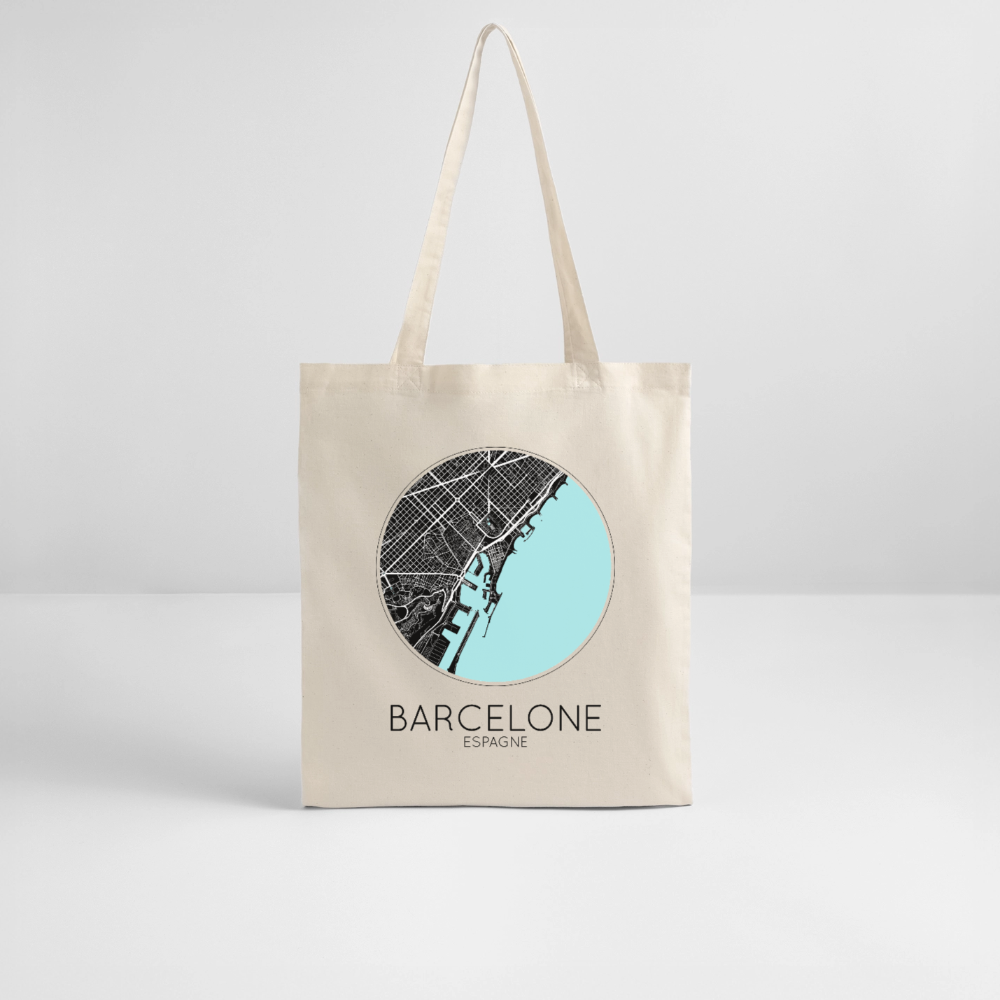 Tote Bag Barcelone Bio Coloris Clair – Plan de Barcelone - écru doux