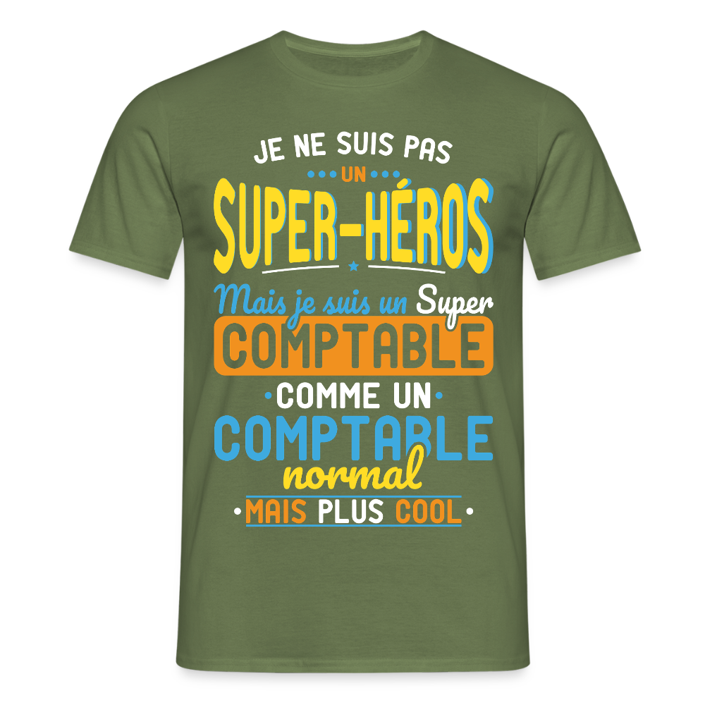 T-shirt Homme - Pas un Super-Héros mais un super Comptable - vert militaire