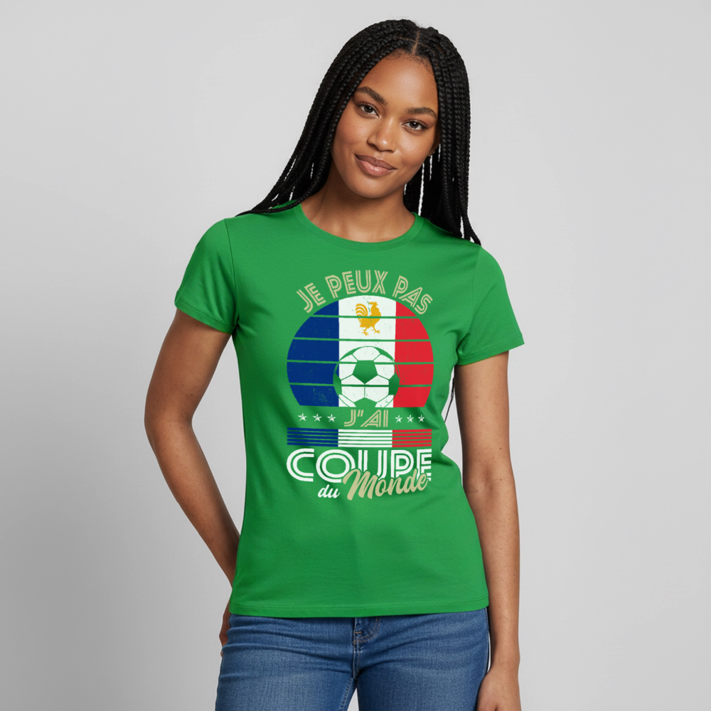 T-shirt Femme - Je peux pas j'ai Coupe du Monde - France - vert