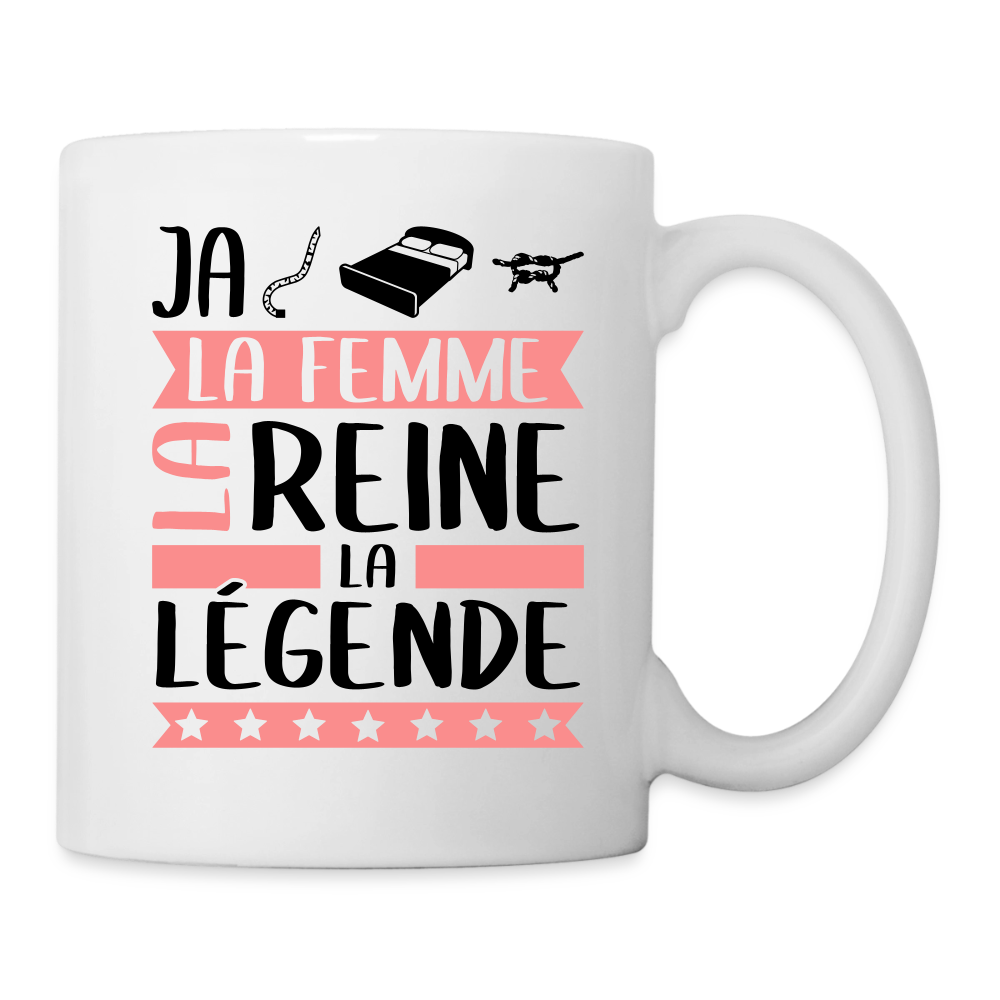 Mug blanc Jacqueline rébus – La femme, la reine, la légende - blanc