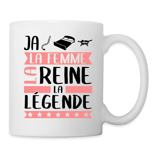 Mug blanc Jacqueline rébus – La femme, la reine, la légende - blanc