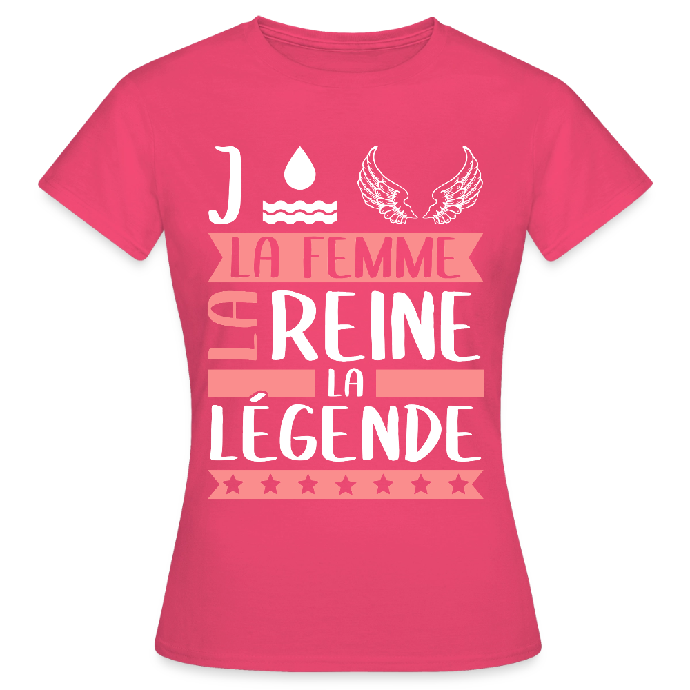 T-shirt femme Joëlle rébus – La femme, la reine, la légende - rose azalée