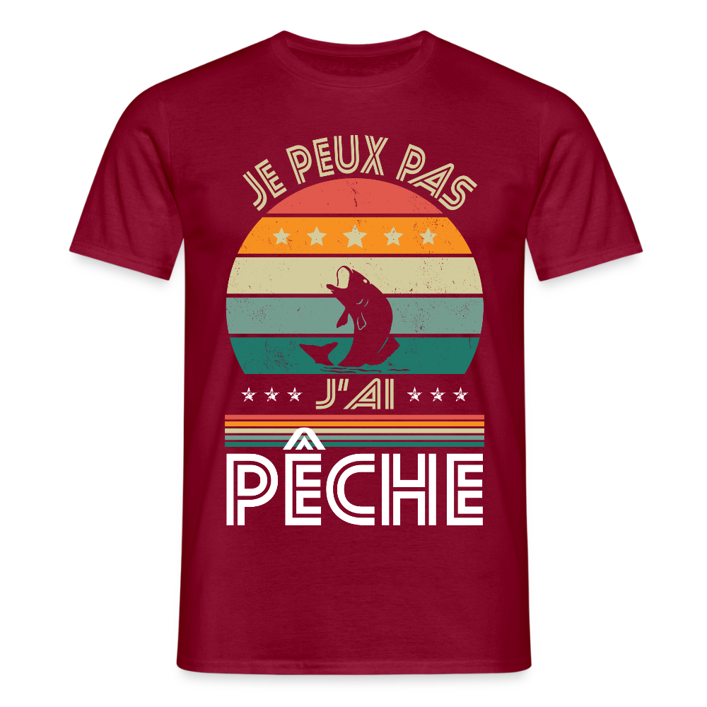 T-shirt Homme - Je peux pas j'ai Pêche - rouge brique