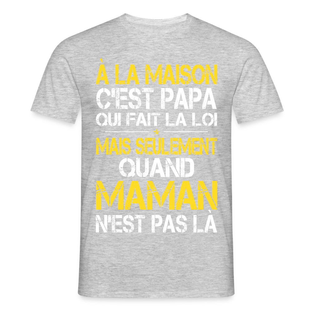 T-shirt Homme - Papa fait la loi - gris chiné