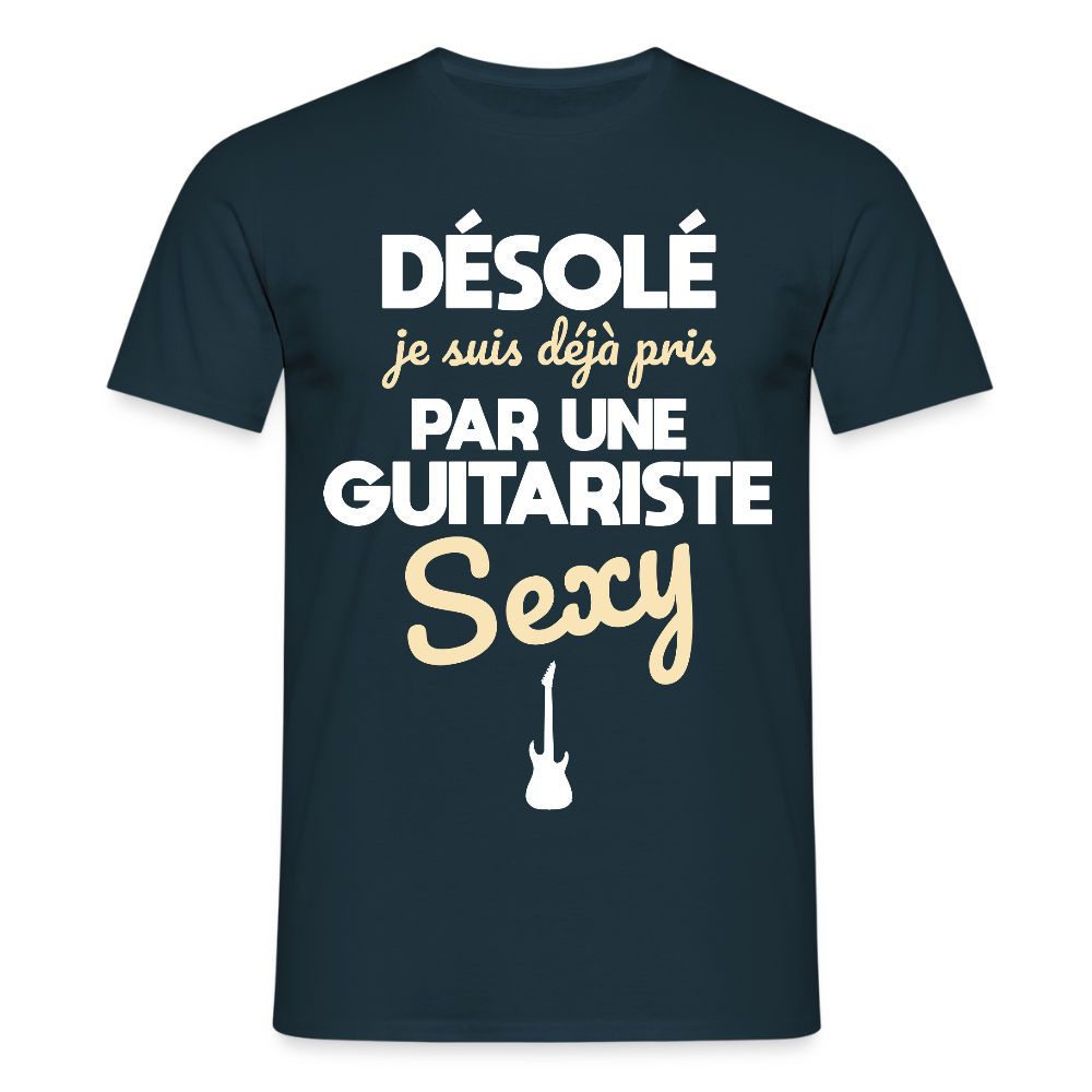 T-shirt Homme - Je suis pris par une guitariste sexy - marine