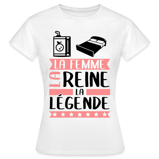T-shirt femme coloris clair Julie rébus – La femme, la reine, la légend - blanc